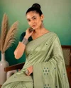Afs Rutvi Silk Akira Cotton Thread Embroidery Saree